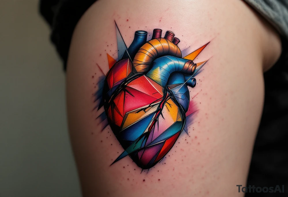 antomically percise heart including colors tattoo idea