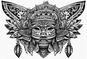 toroids, pyramids, Aztec teaky mask, native tattoo idea