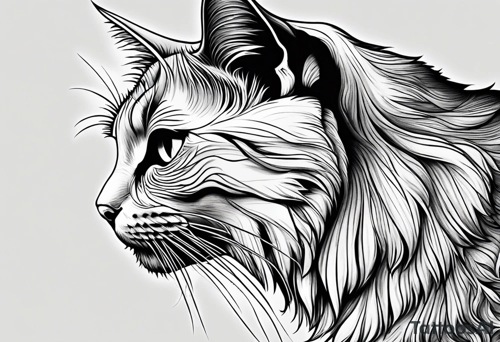 left side profile of a cat face tattoo idea