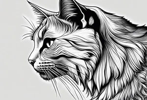 left side profile of a cat face tattoo idea