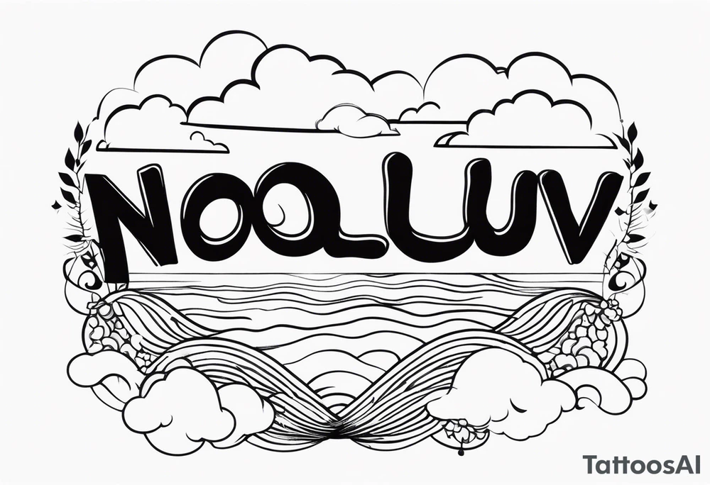 The word NoLuv with clouds around it tattoo idea