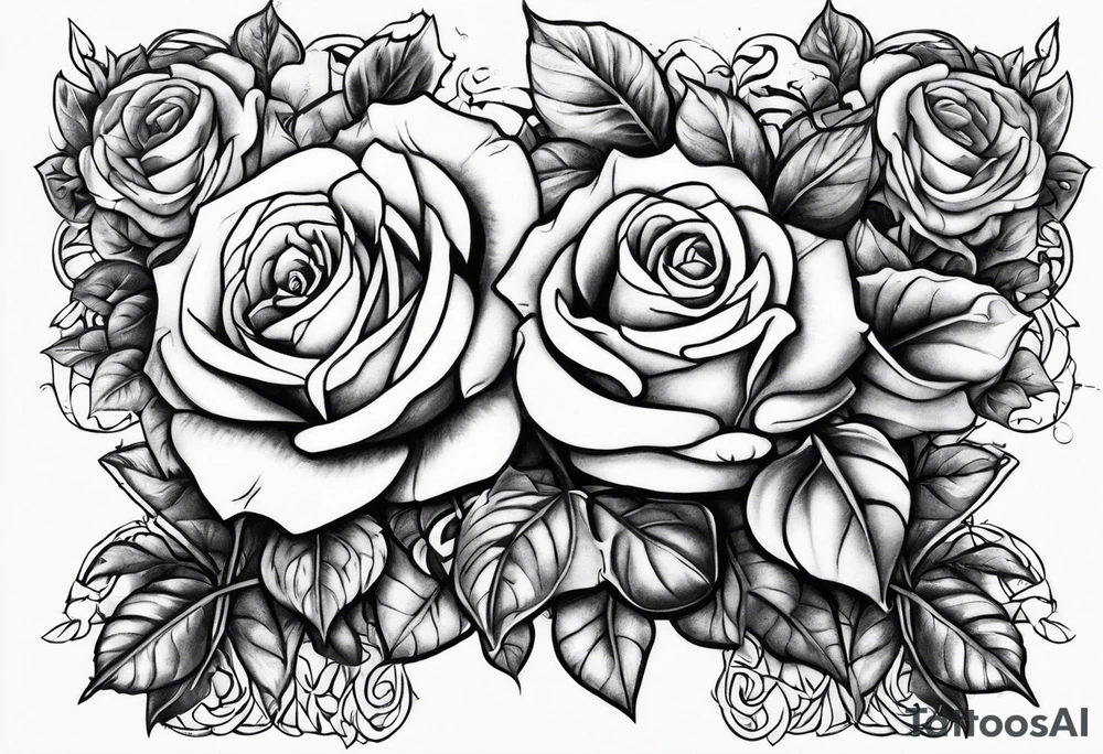 Broken sword with roses and ivy tattoo idea