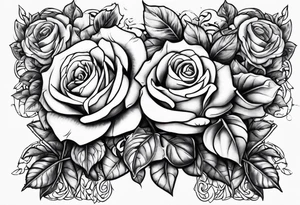 Broken sword with roses and ivy tattoo idea