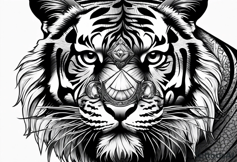 Tiger with owl eyes tattoo idea