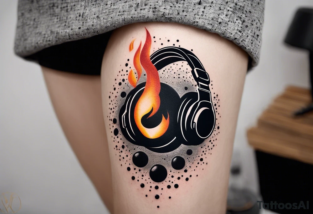 Music on fire tattoo idea