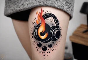 Music on fire tattoo idea
