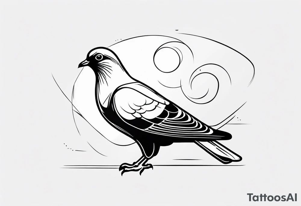 black line pigeon tattoo idea