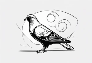 black line pigeon tattoo idea