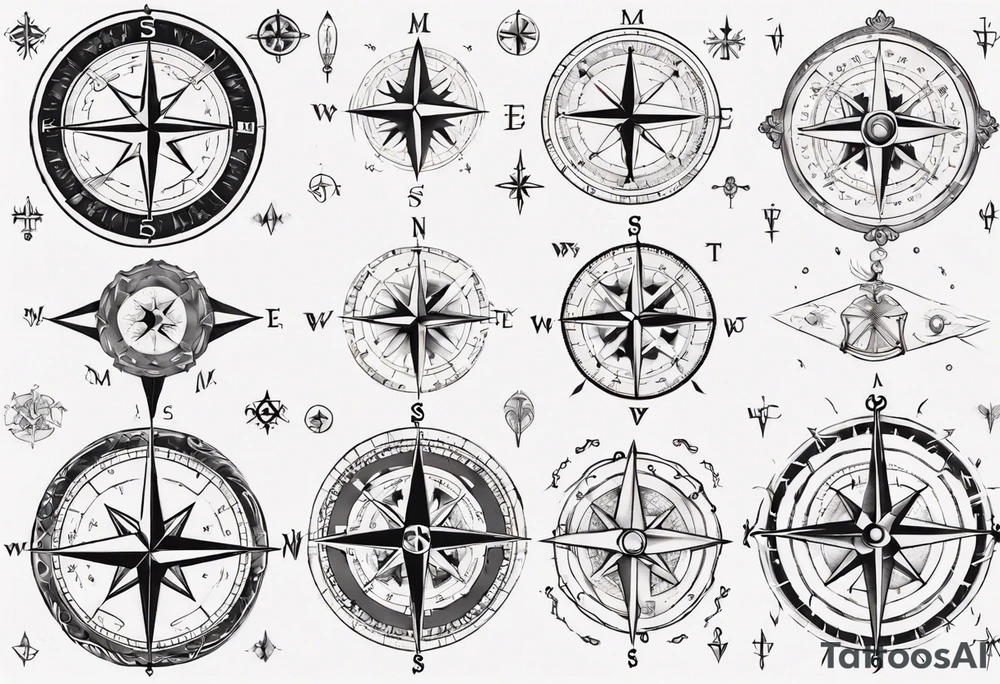 medieval compass tattoo idea