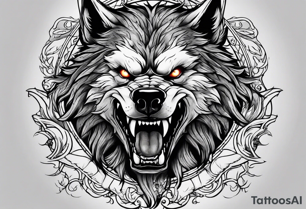 a werewolf transforming in the moonlight tattoo idea