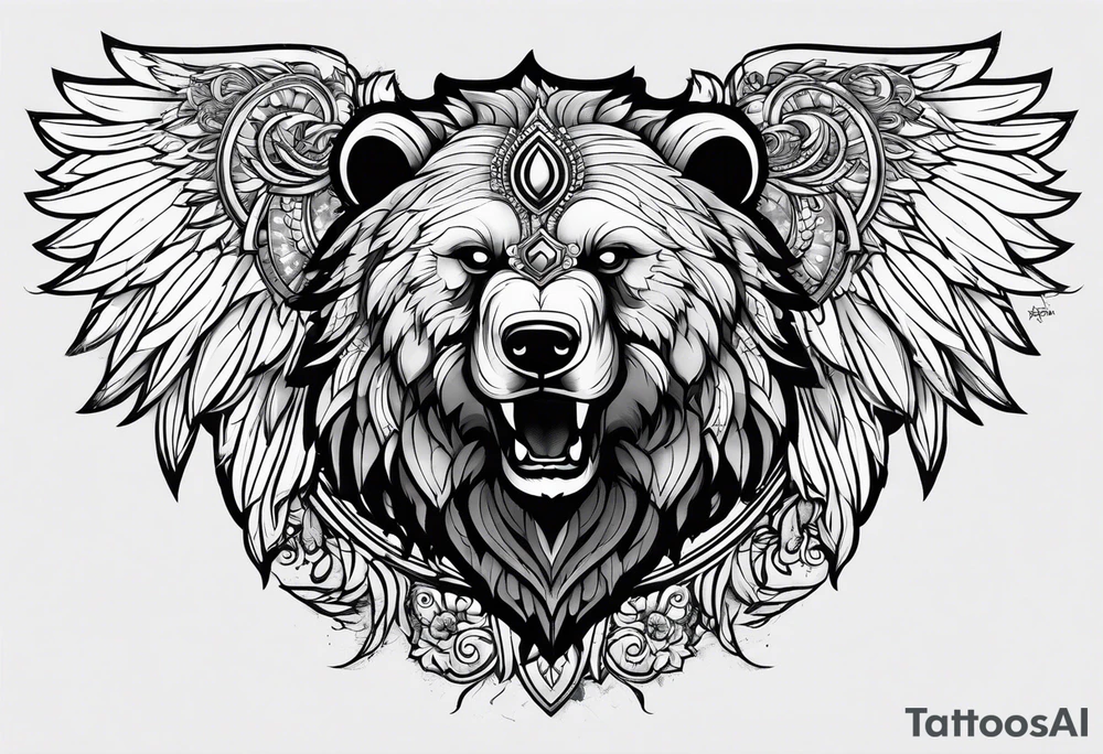 Winged bear tattoo idea