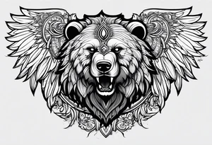 Winged bear tattoo idea