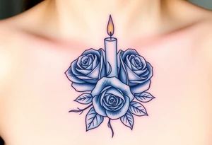 Blue, 2 roses, 2 candles tattoo idea