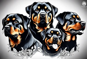 3 headed rottweiler tattoo idea