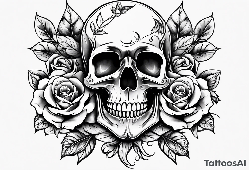 skull and roses tattoo idea