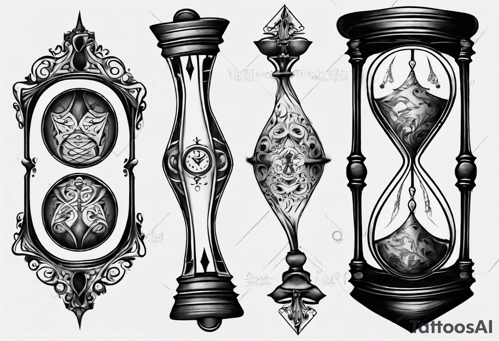 an hourglass with filagree tattoo idea