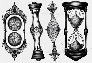 an hourglass with filagree tattoo idea