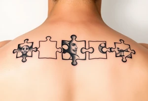 Individual Puzzle pieces of a blended family of 6 tattoo idea