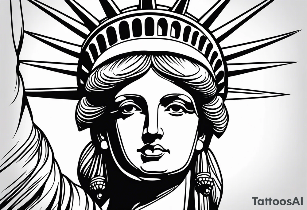 Sexy statue of liberty face with crown tattoo idea