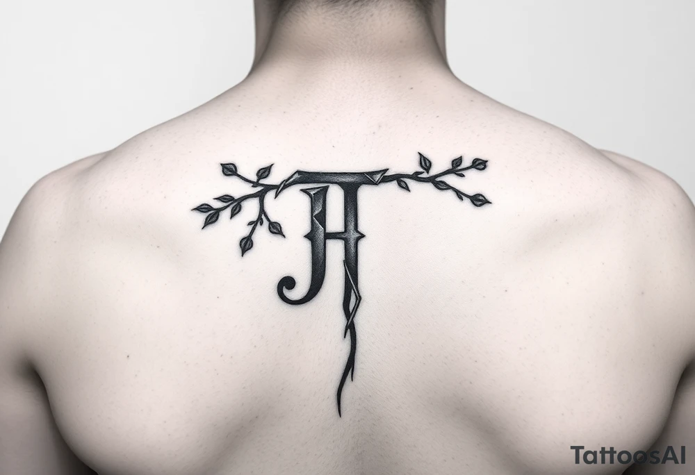 Matching/ connecting tattoos:
Use them as part of the overall shape or structure of the design, like incorporating the letter "J" into a vine or "T" into a stone crack. tattoo idea