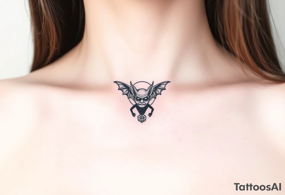Misfit tiny goblin with wings tattoo idea