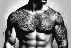 Chest to half sleeve tattoo idea