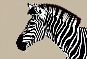 Portrait of a zebra wearing regal clothing, vintage looking, but its main is coloured brightly the same as autism awareness. I want the zebra too almost look like a human wearing clothing tattoo idea