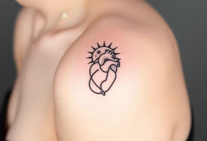 human heart chained within sun and moon tattoo idea