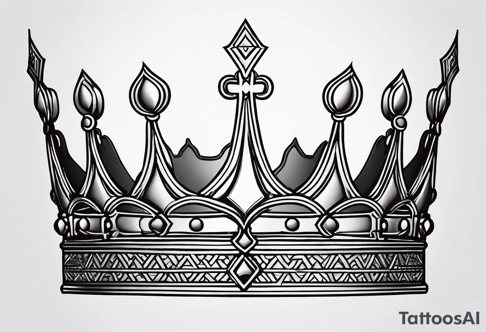 his and her crowns. Crowns only. Simplistic and detailed. fine lines Geometric design. no shading. tattoo idea