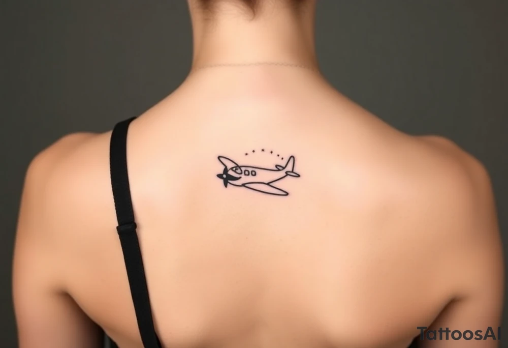 Little plane who has moustache tattoo idea