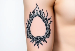 flame in roots, with a roots archway tattoo idea