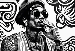 Wiz Khalifa smoking a joint tattoo idea