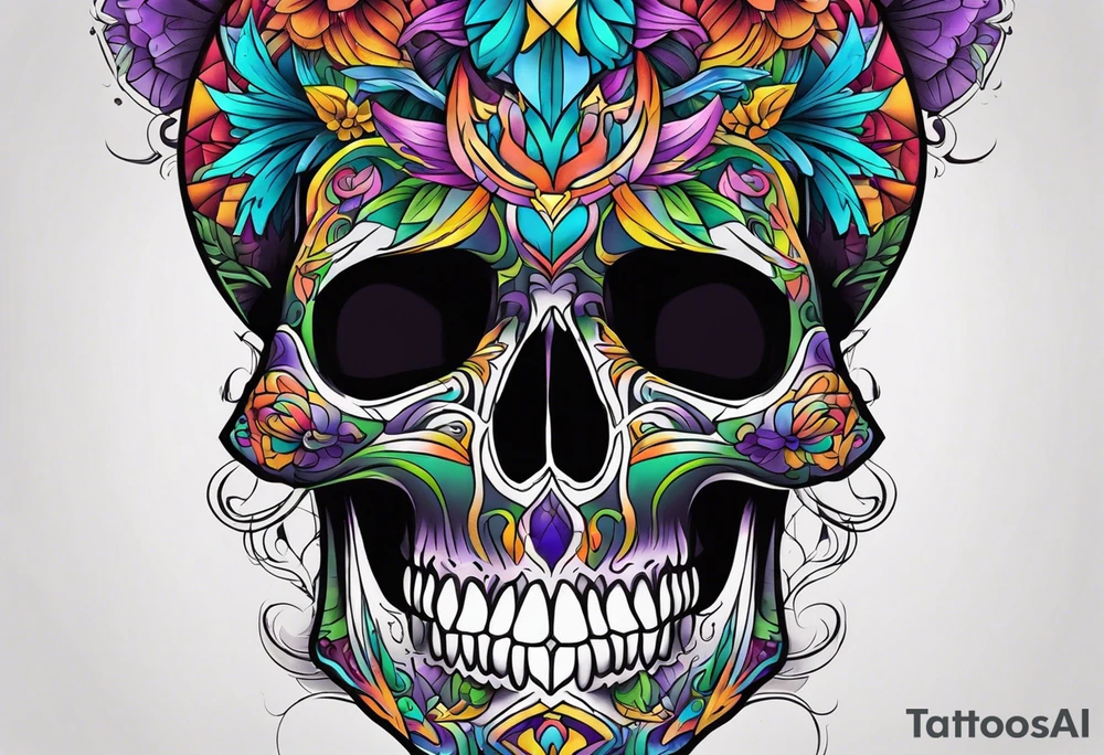 psychedelic skull tattoo idea