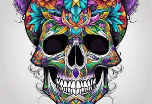 psychedelic skull tattoo idea
