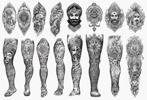 Full Leg sleeve tattoo representing Punjabi values tattoo idea