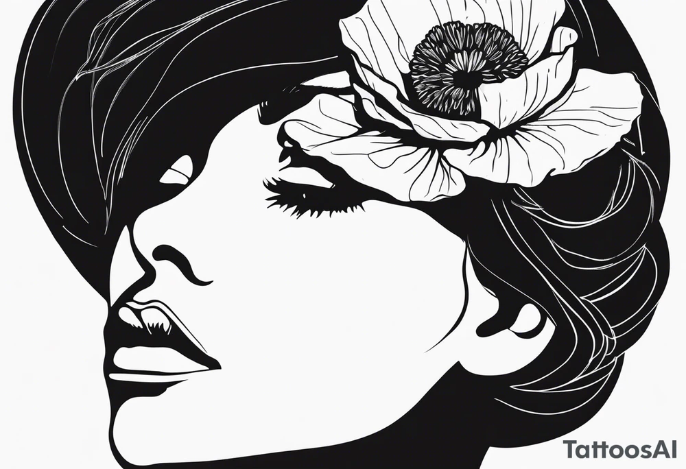 simple outline tatoo, face, poppy, word tattoo idea