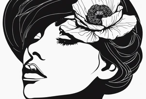 simple outline tatoo, face, poppy, word tattoo idea
