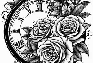 Greek gods roses and a clock tattoo idea