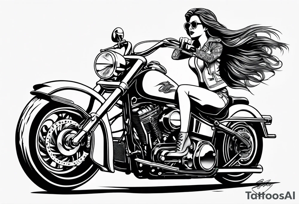 Woman riding a bullet tattoo idea