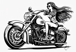 Woman riding a bullet tattoo idea