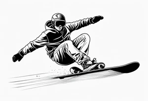 snowboarder hitting a rail of a broken humerus bone tattoo idea