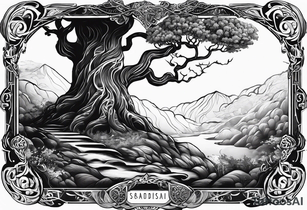 yggdrasil s ptákem tattoo idea