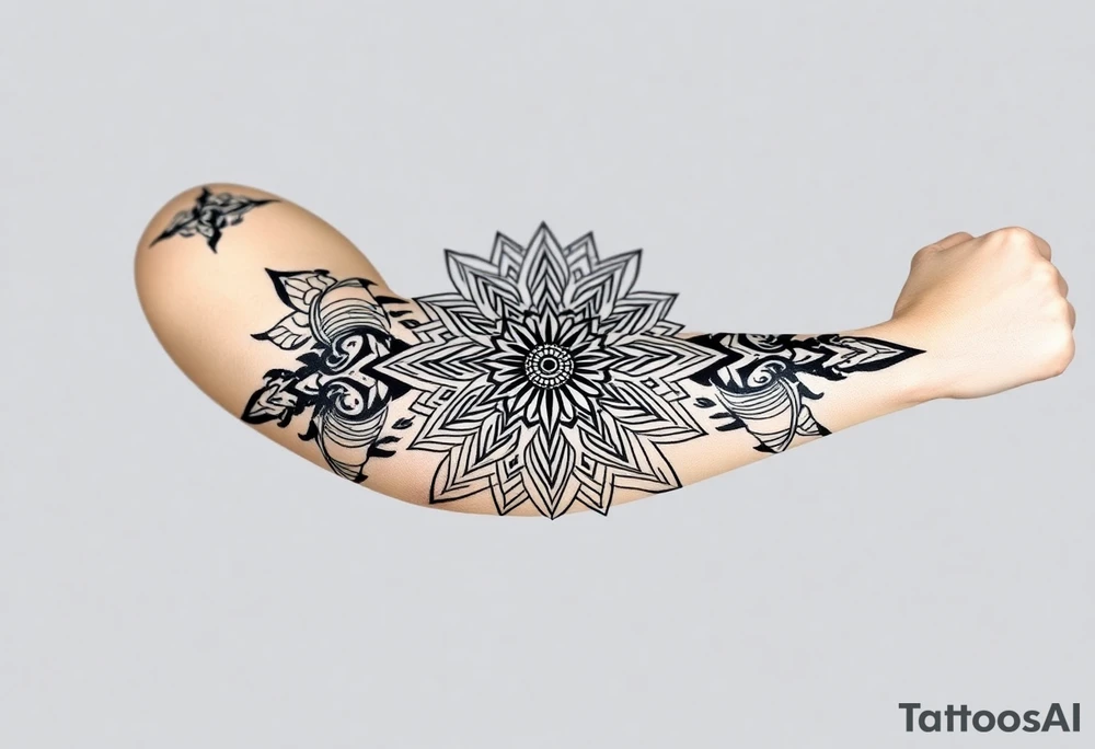 shaman style mytical mandala tattoo idea