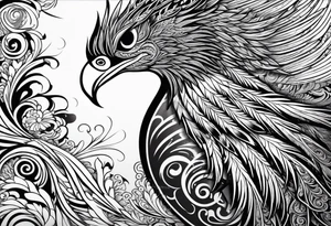 Japanese Phoenix with Maori Koru tattoo idea