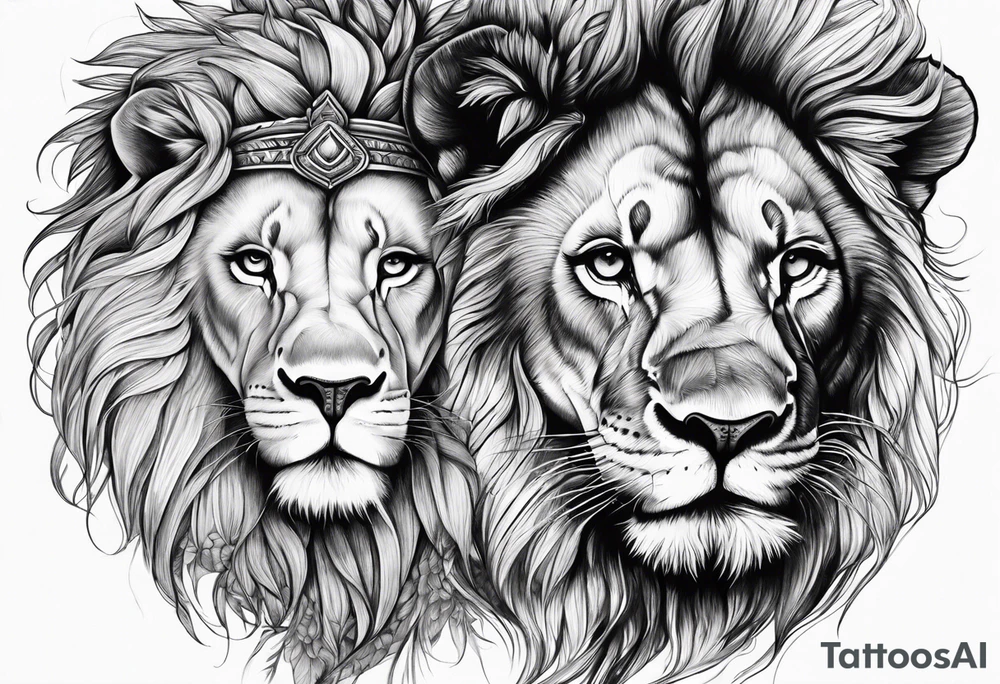 lion and lioness tattoo idea