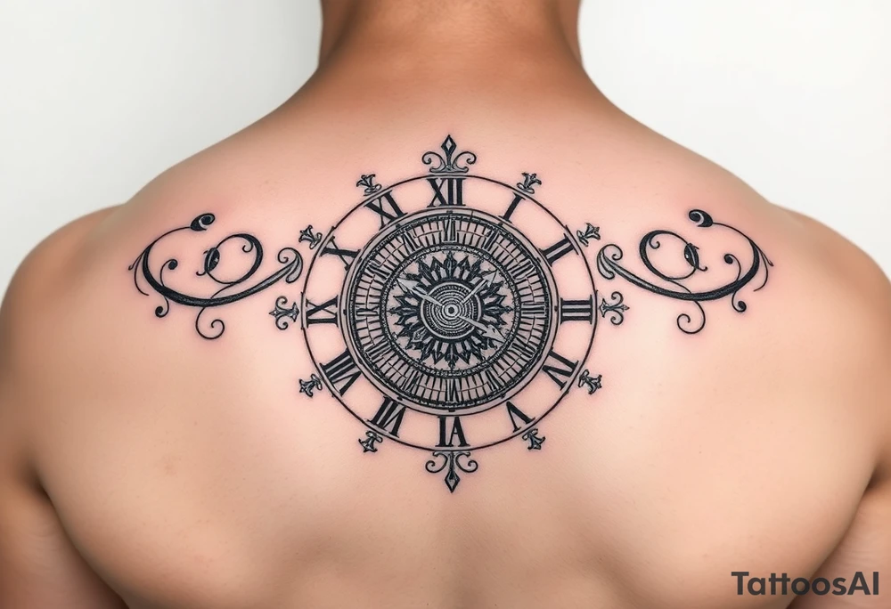 vintage roman numerals within ornate clockwork mechanism tattoo idea