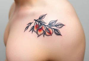 Peach branch with names scripted tattoo idea