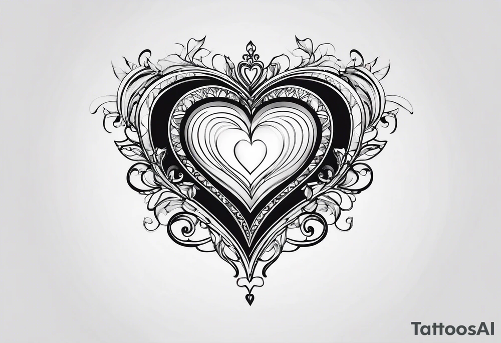 four small lined heart tattoo idea