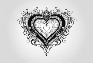 four small lined heart tattoo idea