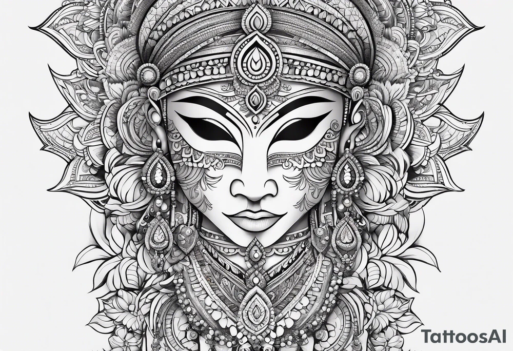 Hindu Sanskrit tribal design on right lower leg, below knee to top of feet tattoo idea